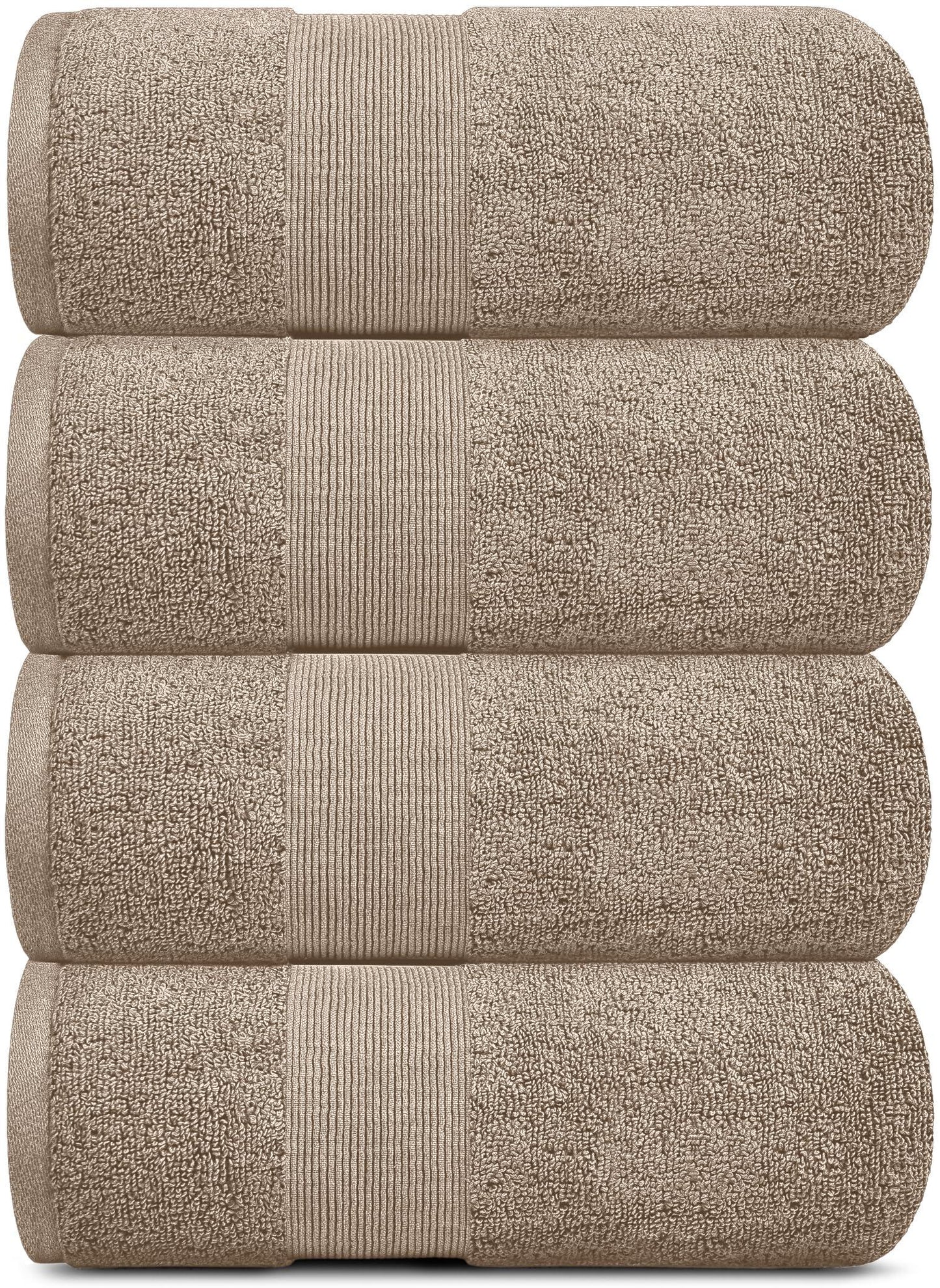 Resort Collection Soft Bath Towels | 28x55 Luxury Hotel Plush & Absorbent Cotton Bath Towel Large [4 Pack Taupe]