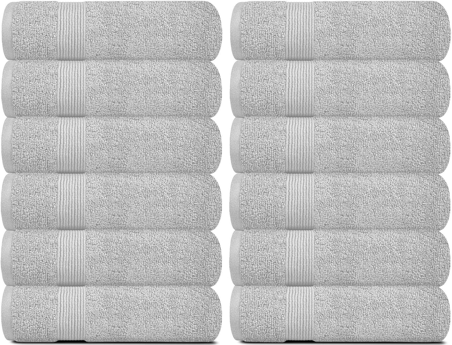 Resort Collection Soft Washcloth Face & Body Towel Set | 12x12 Luxury Hotel Plush & Absorbent Cotton Washclothes [12 Pack Dolphin Grey]