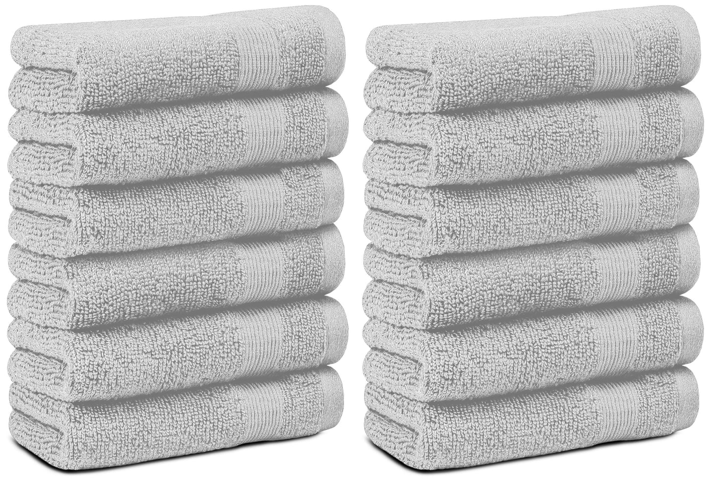 Resort Collection Soft Washcloth Face & Body Towel Set | 12x12 Luxury Hotel Plush & Absorbent Cotton Washclothes [12 Pack Dolphin Grey]