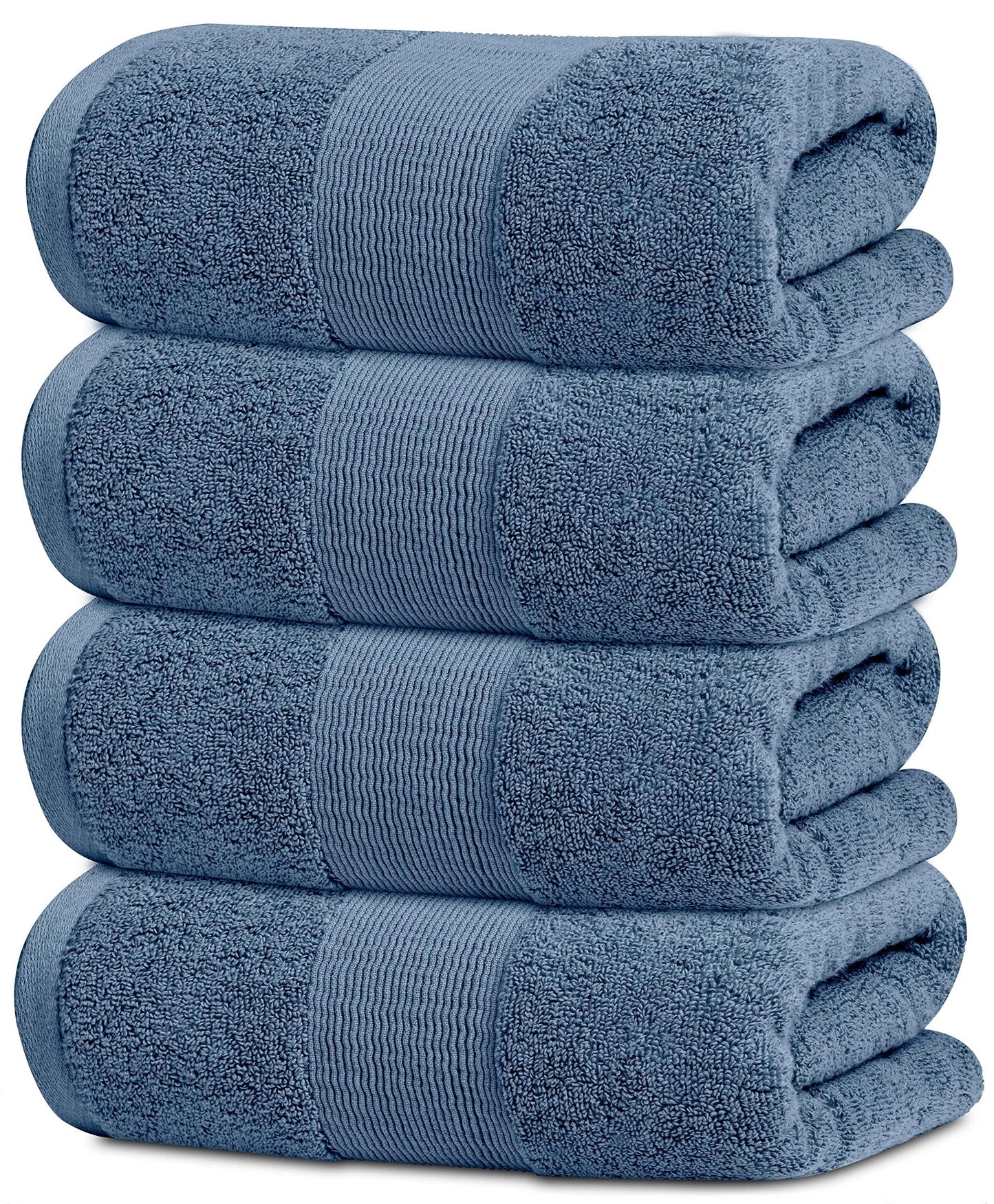 Resort Collection Soft Bath Towels | 28x55 Luxury Hotel Plush & Absorbent Cotton Bath Towel Large [4 Pack Blue]