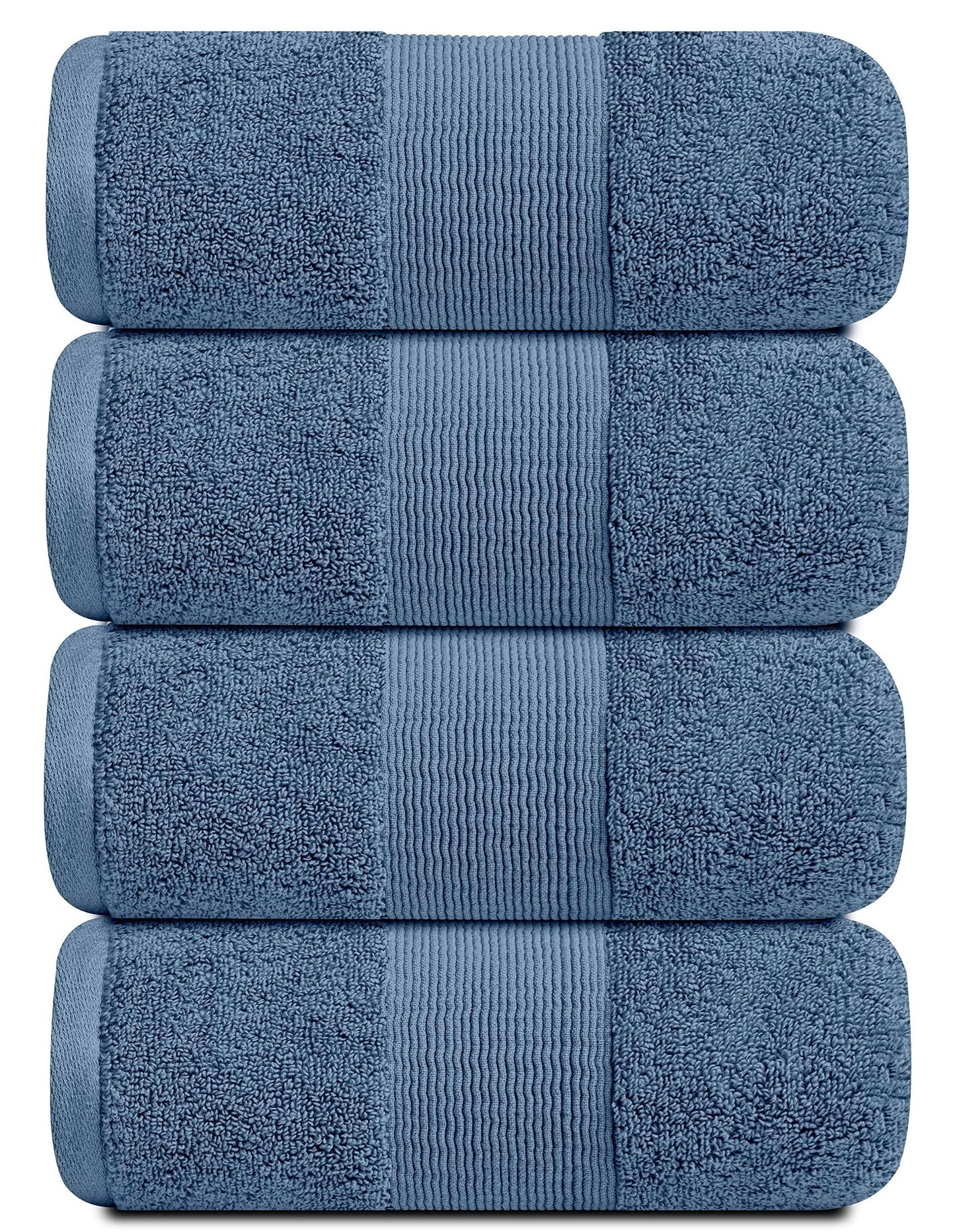 Resort Collection Soft Bath Towels | 28x55 Luxury Hotel Plush & Absorbent Cotton Bath Towel Large [4 Pack Blue]