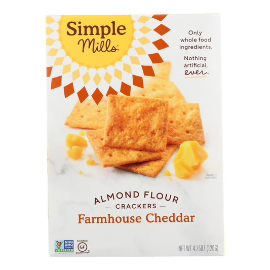 Simple Mills Farmhouse Cheddar Almond Flour Crackers - Case Of 6 - 4.25 Oz.