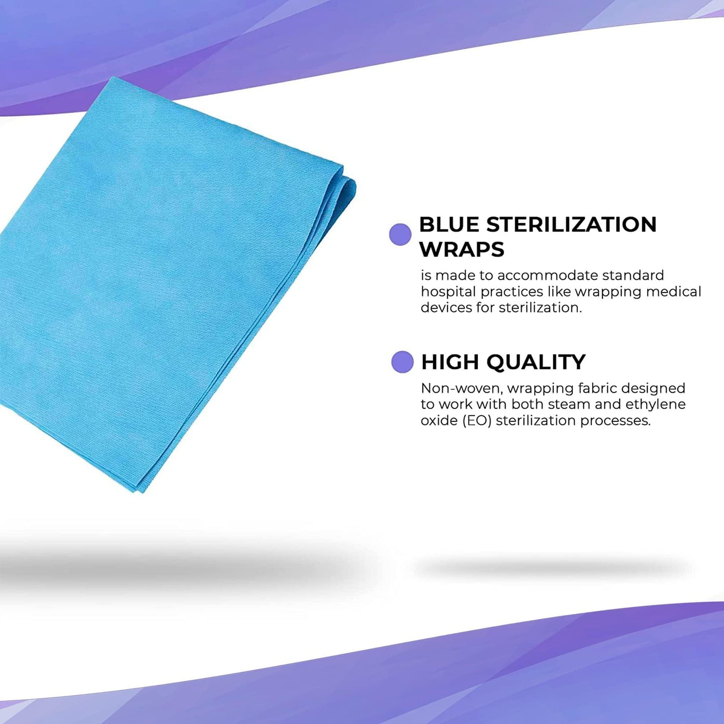 AMZ Sterilization Wraps 20 x 20 Inches. Pack of 50 Blue Autoclave Wrap Sheets. Non sterile Single Layer Cellulose Cloth Sterilization Wrap for Steam Ethylene Oxide (EO). Dental Sterilization Wrap