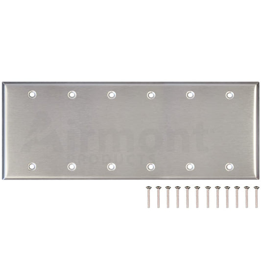 6 Gang Stainless Steel Blank Wall Plate
