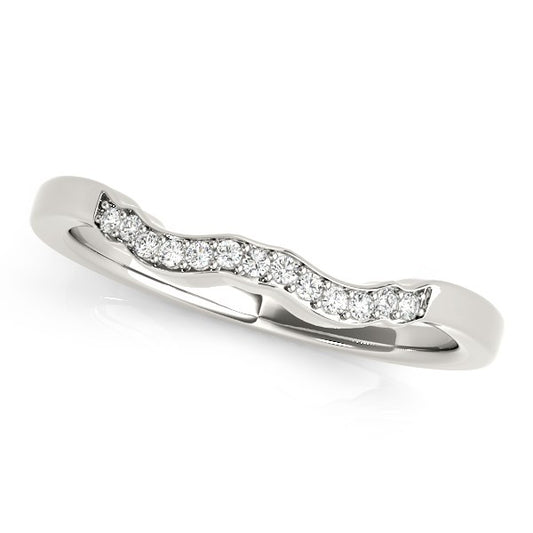 14k White Gold Wavy Style Diamond Wedding Ring (1/15 cttw)