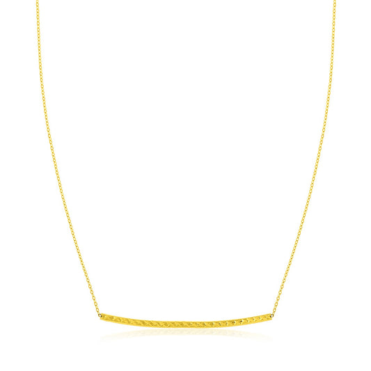 14k Yellow Gold Thin Textured Bar Necklace