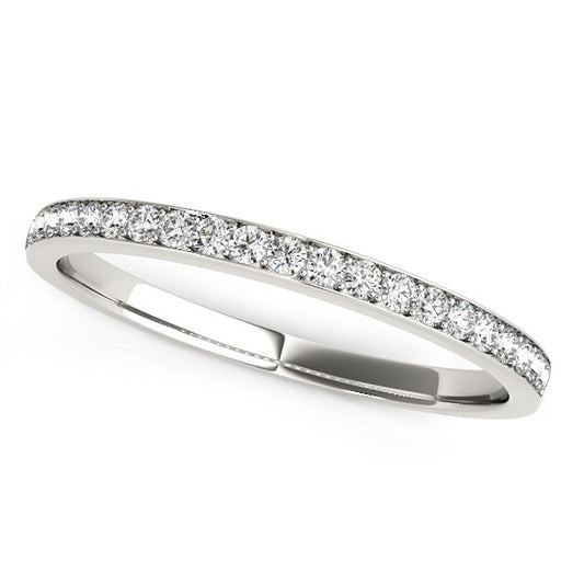 14k White Gold Prong Setting Round Diamond Wedding Band (1/5 cttw)