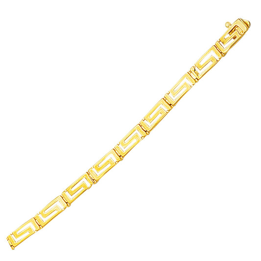 14k Yellow Gold Greek Fret Design Fancy Bracelet