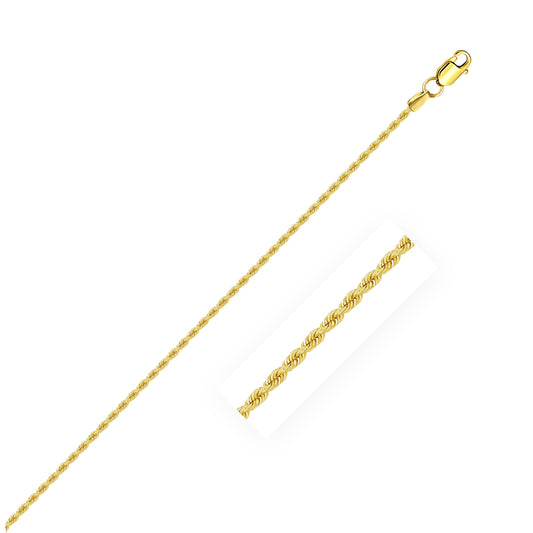 14k Yellow Gold Solid Rope Chain 1.25mm