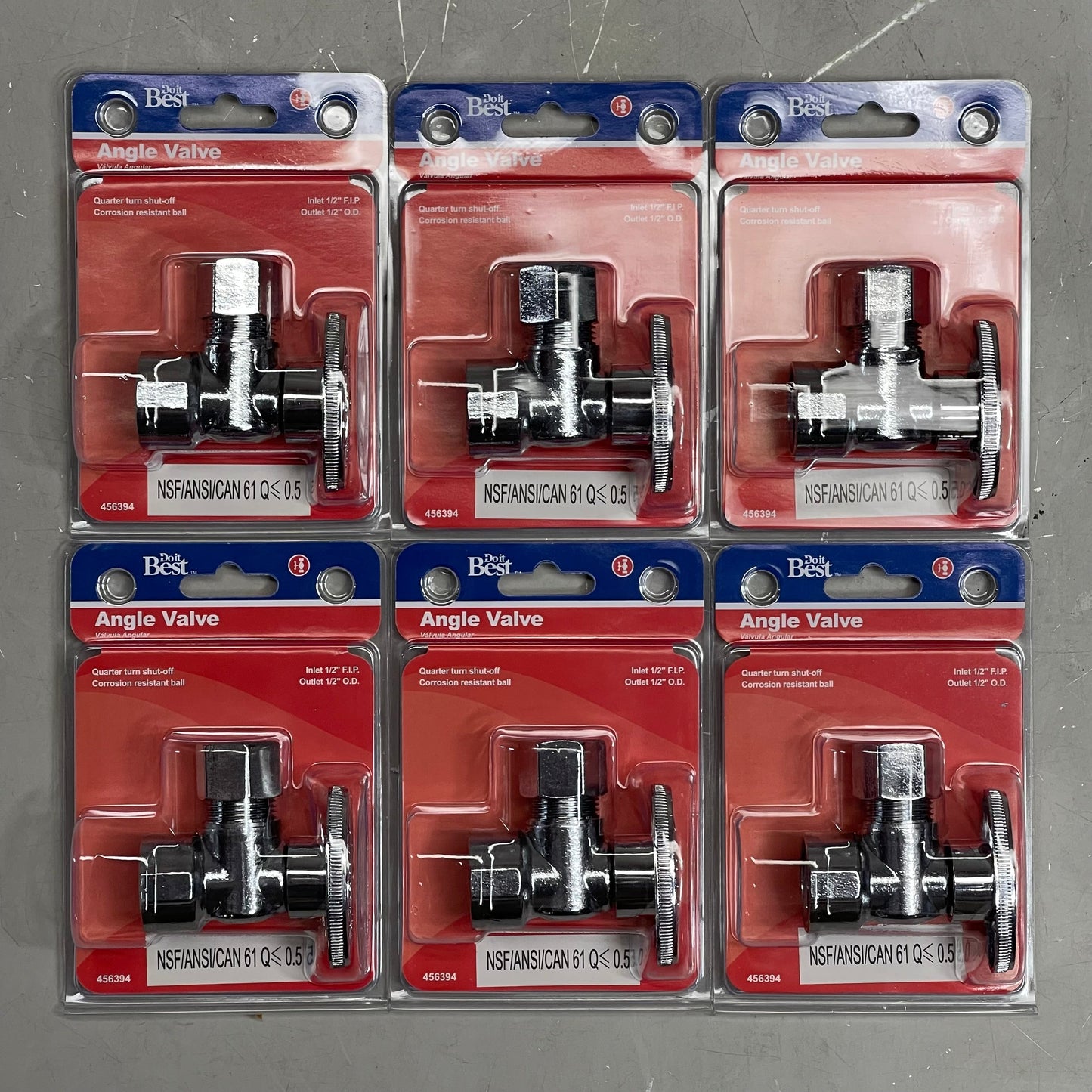 DO IT BEST (6 PACK) Quarter Turn Angle Valve 1/2" FIP x 1/2" OD 456394 DIB51-1PCLF