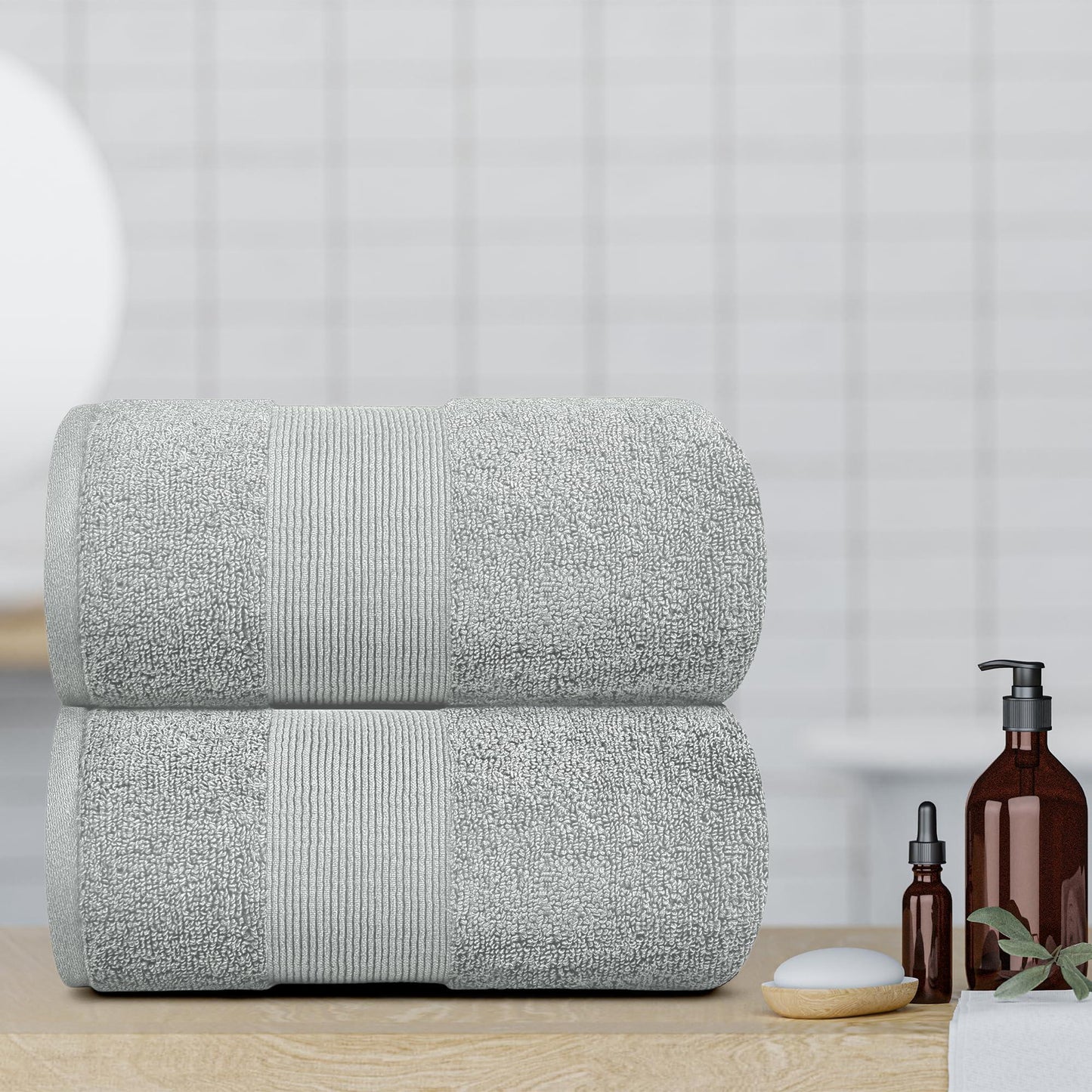 Resort Collection Soft Bath Sheet Towels | 35x70 Oversize Large Luxury Hotel Plush & Absorbent Cotton Bath Sheet [2 Pack Dolphin Grey]