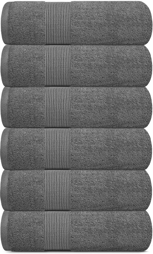 Resort Collection Soft Hand Towels | 16x27 Luxury Hotel Plush & Absorbent Cotton Hand Towel [6 Pack Smoke Grey]