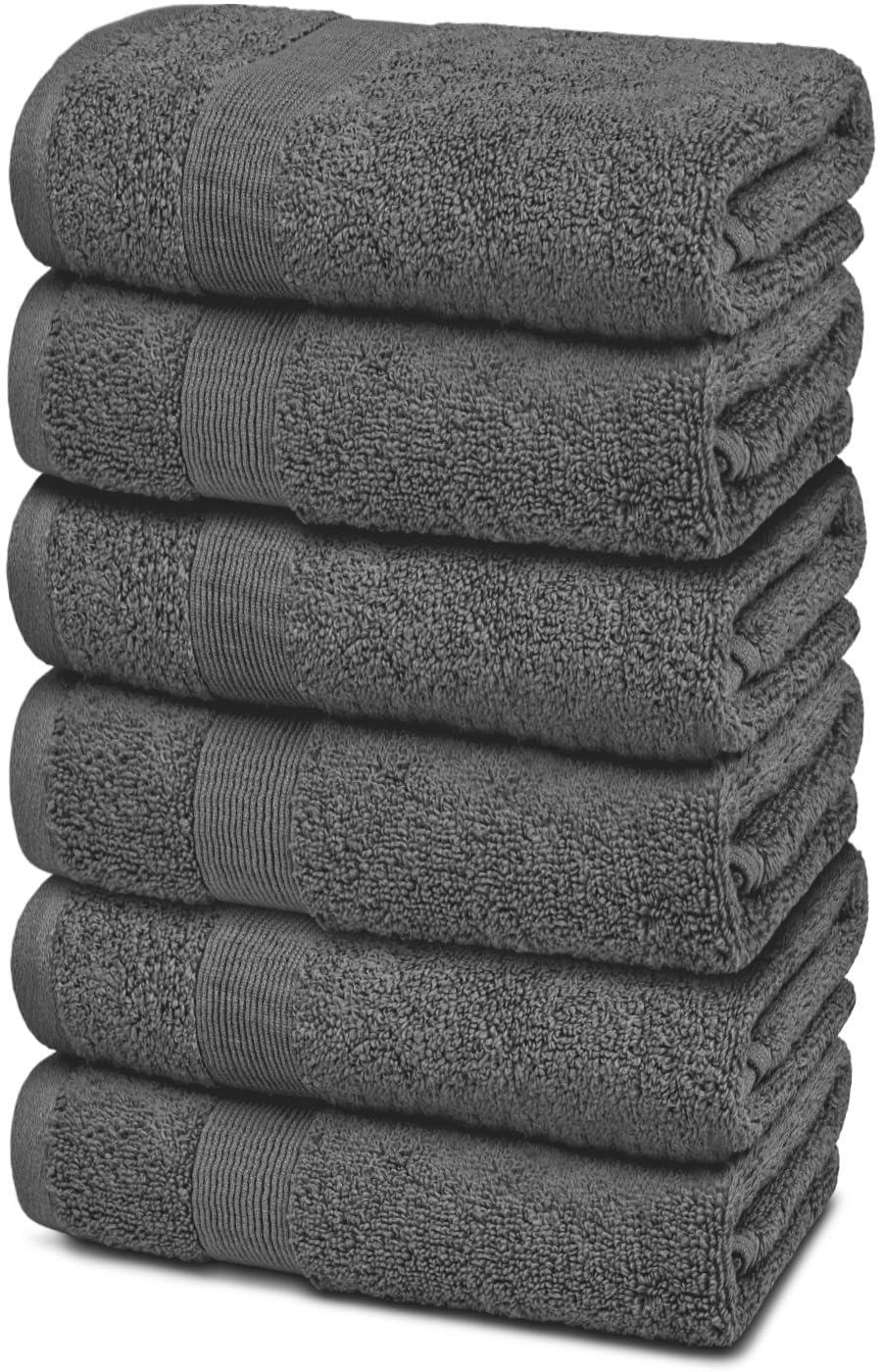 Resort Collection Soft Hand Towels | 16x27 Luxury Hotel Plush & Absorbent Cotton Hand Towel [6 Pack Smoke Grey]