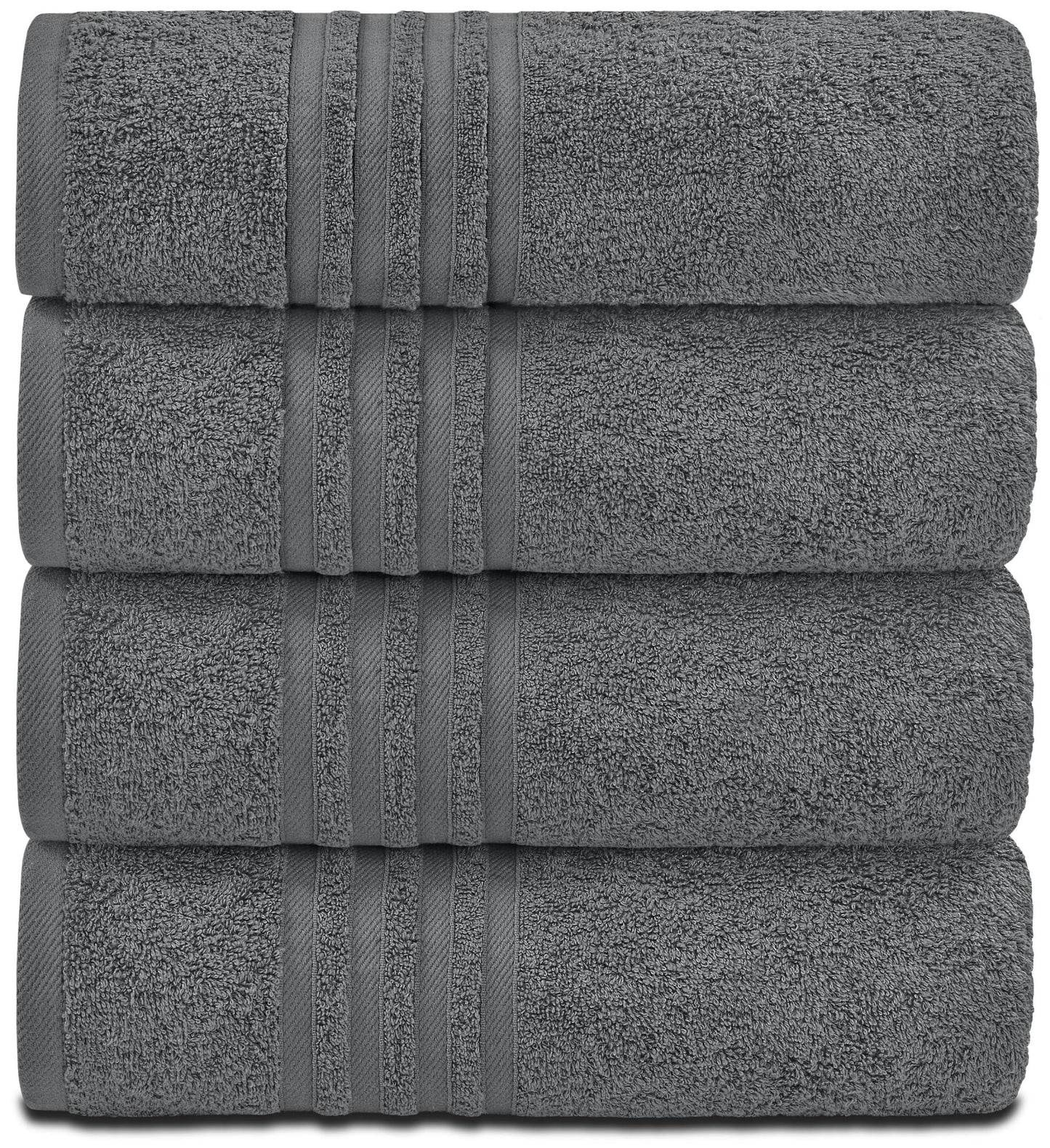 Wealuxe Grey Bath Towels Set of 4 Cotton Body Towel for Hotel Gym Spa Soft Extra Absorbent Quick Dry Towels for Bathroom 27x54 Inch