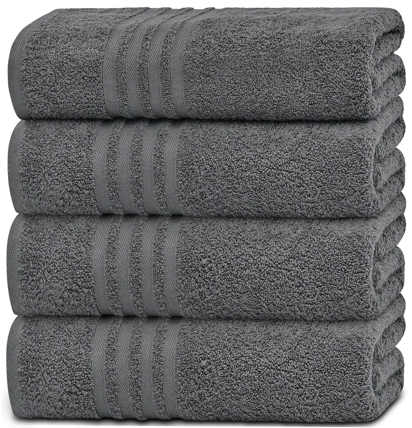 Wealuxe Grey Bath Towels Set of 4 Cotton Body Towel for Hotel Gym Spa Soft Extra Absorbent Quick Dry Towels for Bathroom 27x54 Inch