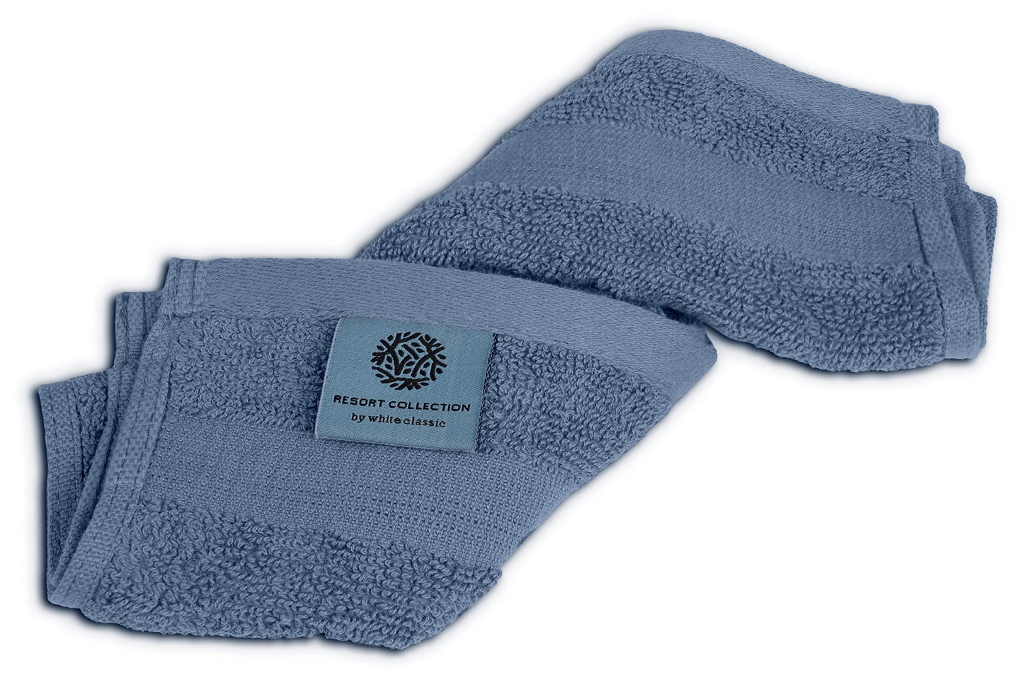 Resort Collection Soft Washcloth Face & Body Towel Set | 12x12 Luxury Hotel Plush & Absorbent Cotton Wash Clothes [12 Pack Blue]