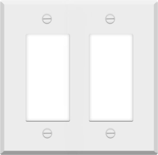 2 Gang White Metal Decora Rocker Switch Wall Plate Cover