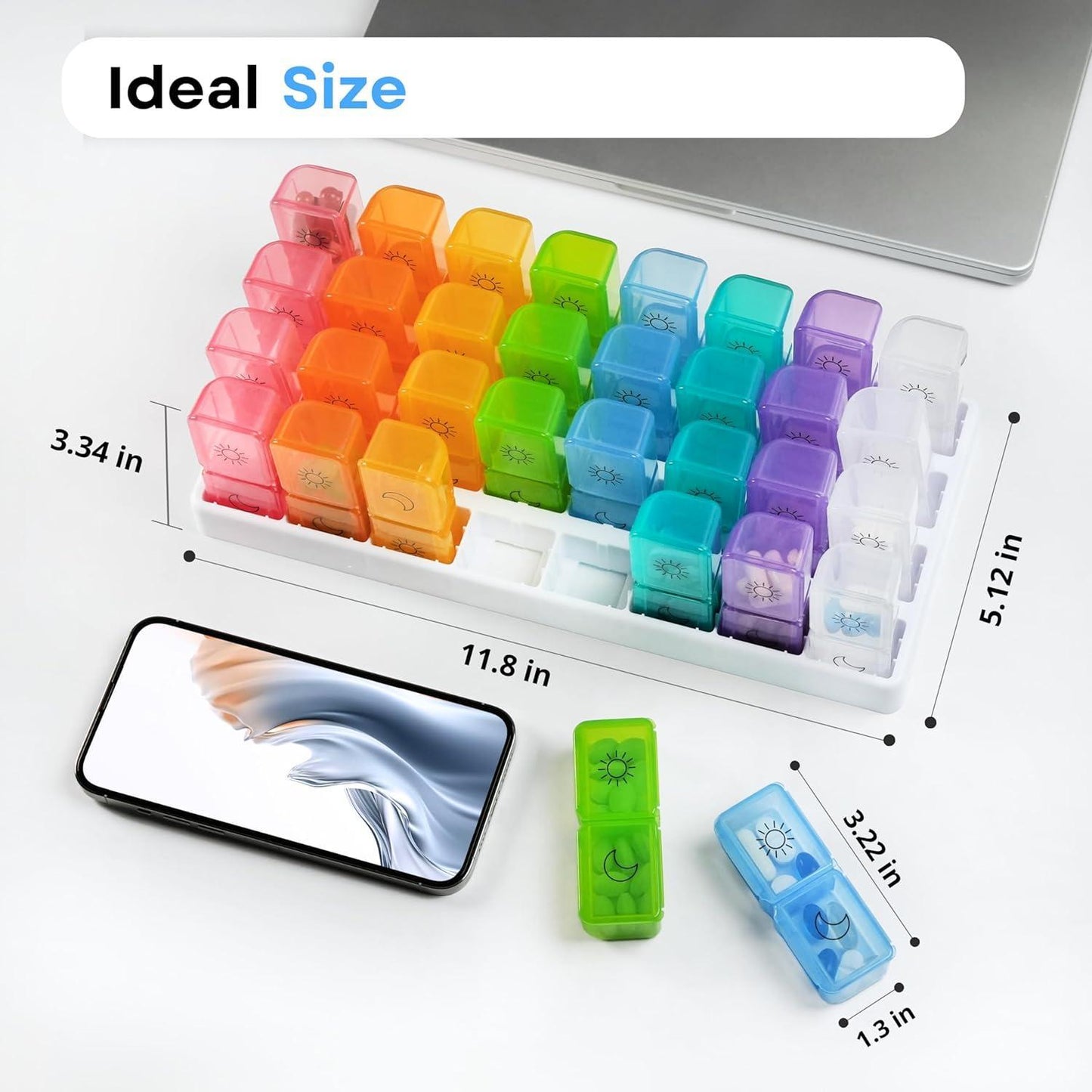 Monthly Pill Organizer 2 Times A Day   30 Day Medicine Organizer   Large Pill Case Am Pm One Month Pill Box Months Pill Dispenser Twice a Day Medication Vitamin Container Sorter Two Time a Days