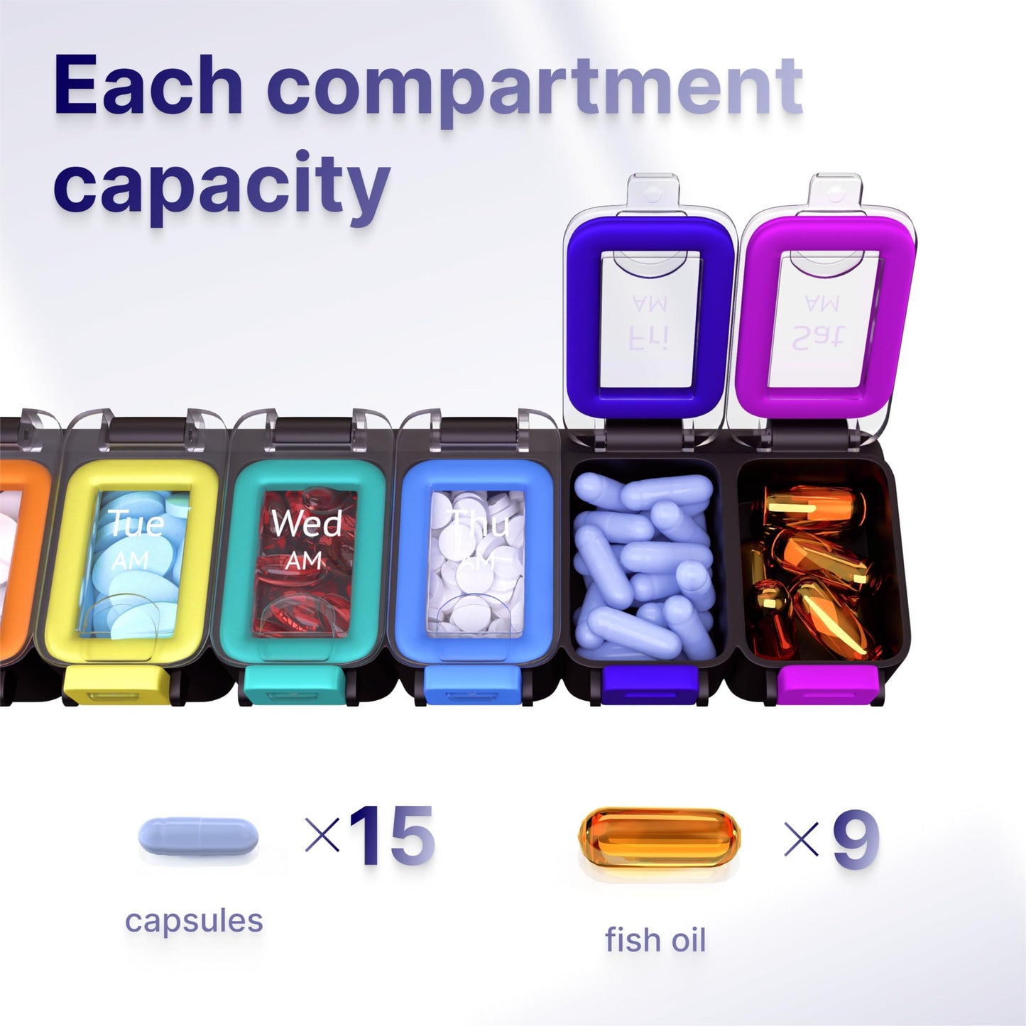 Weekly Pill Organizer 2 Times A Day   Airtight Pill Box 7 Day   Am Pm Vitamin Case Extra Large Medicine Container Two Week Supplement Holder Daily Medication Storage XL Twice Med Sorter Cute