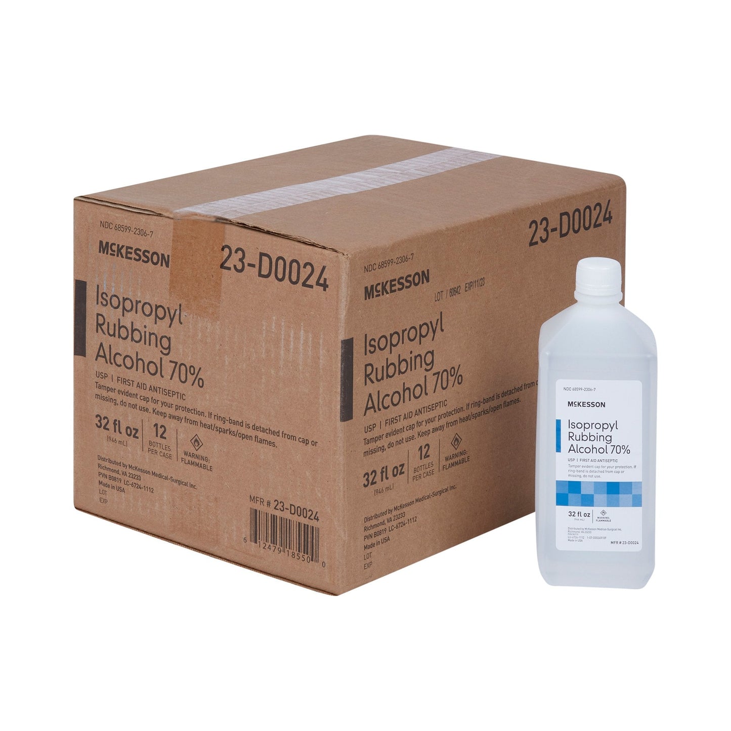 McKesson Isopropyl Alcohol Antiseptic, 32-ounce bottle 23-D0024