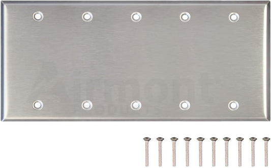 5 Gang Stainless Steel Blank Wall Plate