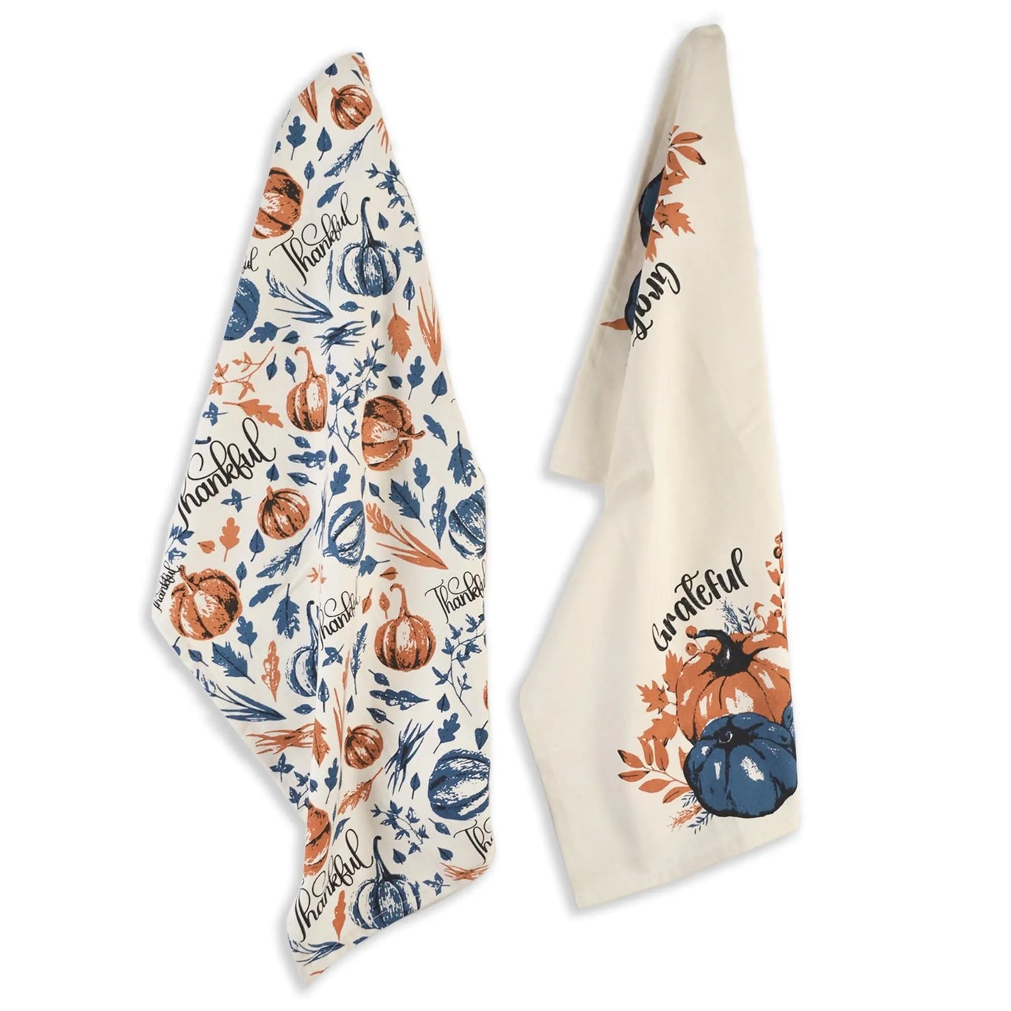 Set of 2 Thankful & Grateful Printed Dish Towels Hand Towels Boho Tea Towels   Multifunctional Stylish Absorbent Quick Dry Soft 18  x28  100% Cotton Blue & Orange