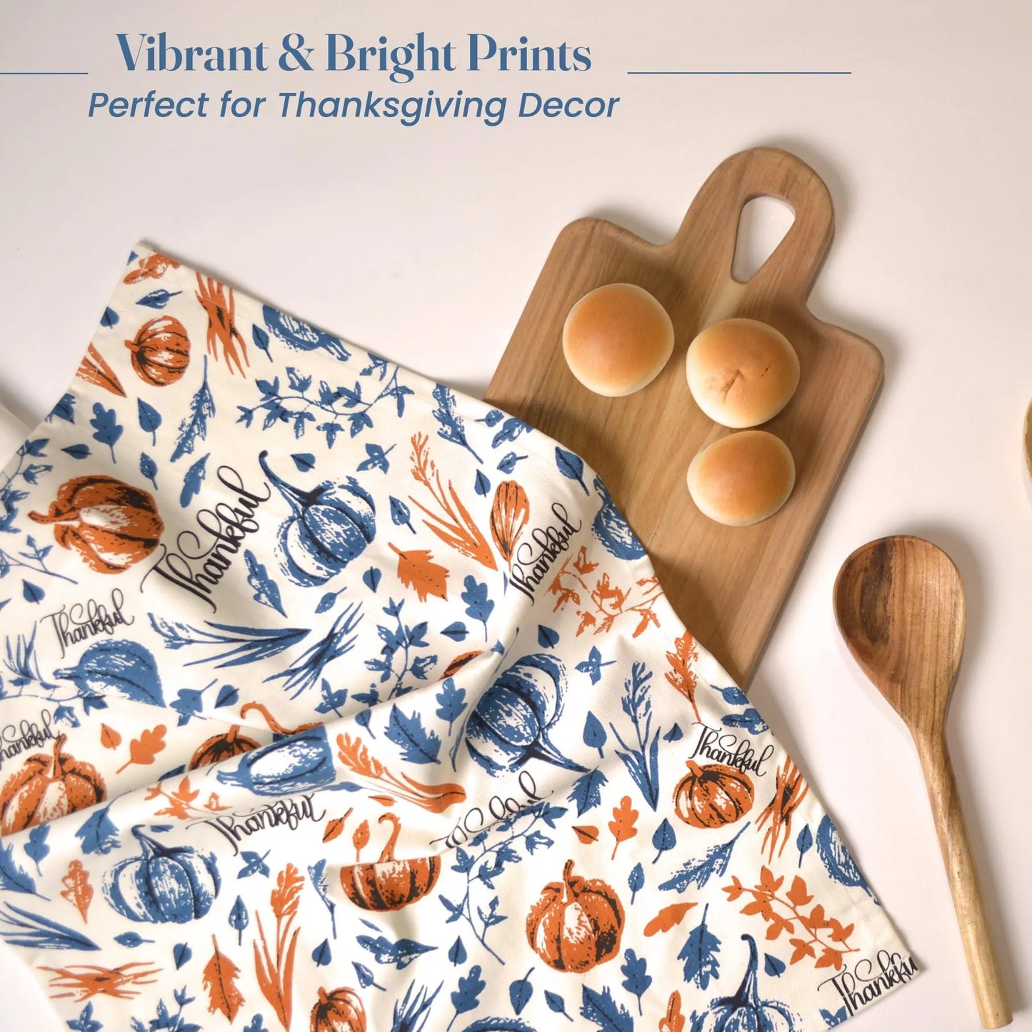 Set of 2 Thankful & Grateful Printed Dish Towels Hand Towels Boho Tea Towels   Multifunctional Stylish Absorbent Quick Dry Soft 18  x28  100% Cotton Blue & Orange