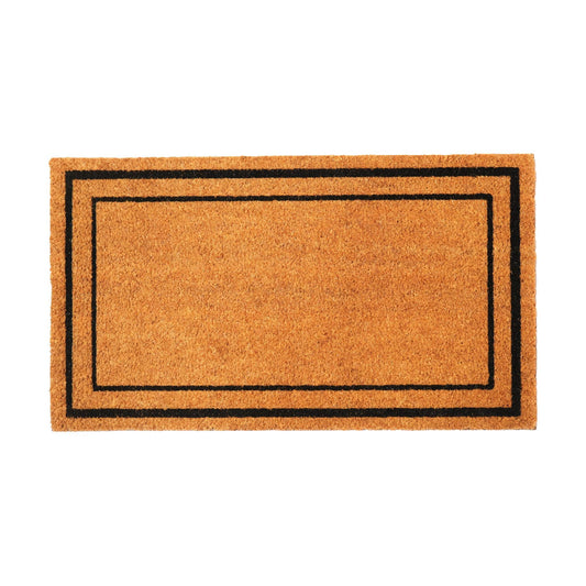 Welcome Doormats Natural Coco Coir Mats with Non Slip PVC Backing Indoor Outdoor Mats for Home & Office Floor Mats for Door Decor Plain Entry Mat with Border Beige & Black 30 x17