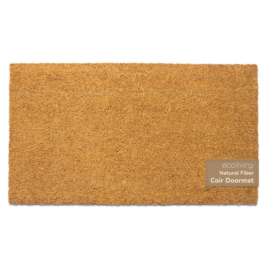 Welcome Doormats Natural Coco Coir Mats with Non Slip PVC Backing Indoor Outdoor Mats for Home & Office Floor Mats for Door Decor Patio Decor Plain Entry Mat Beige 30 x17