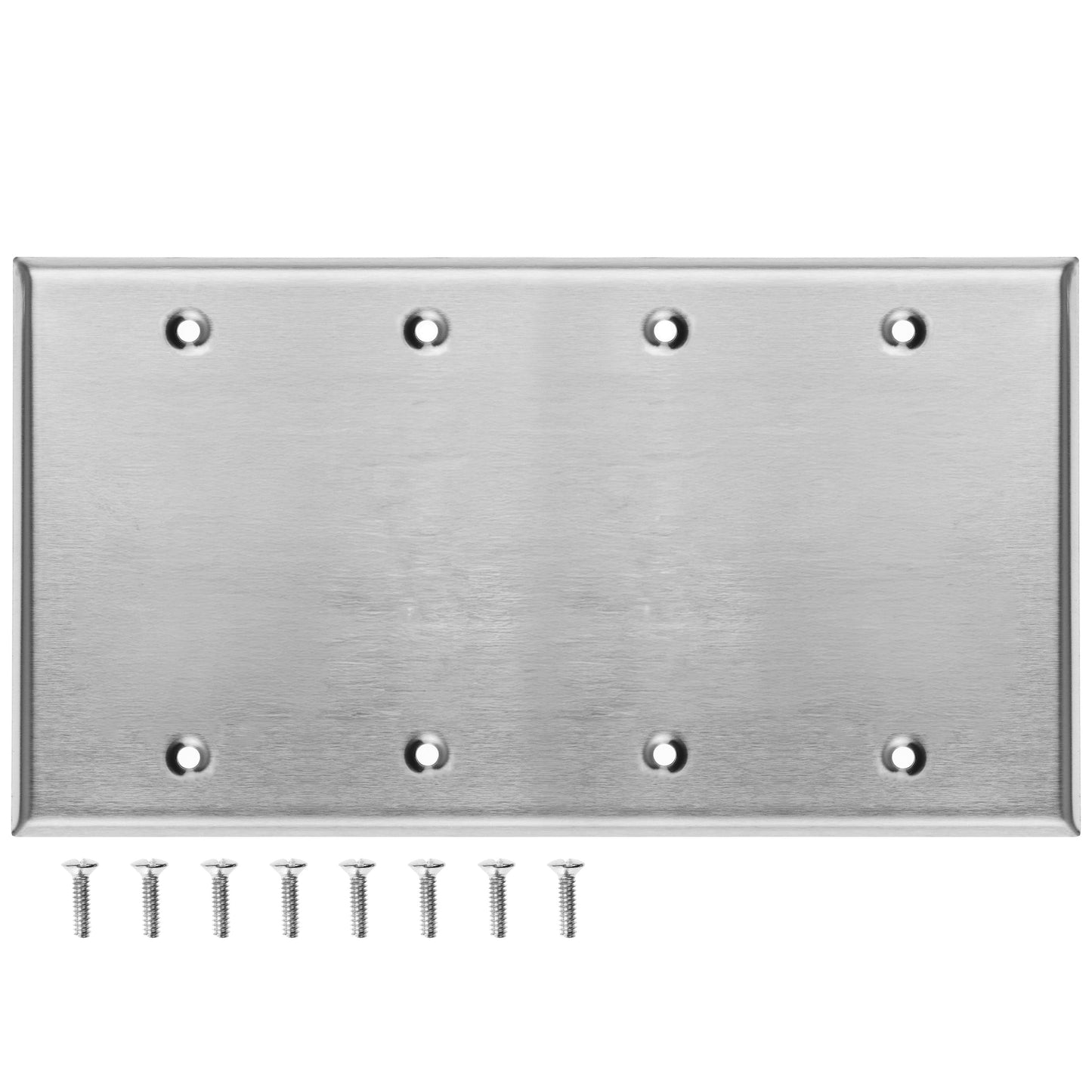 Stainless Steel Blank Wall Plate, 4 Gang Standard Size 4.50" x 8.19"