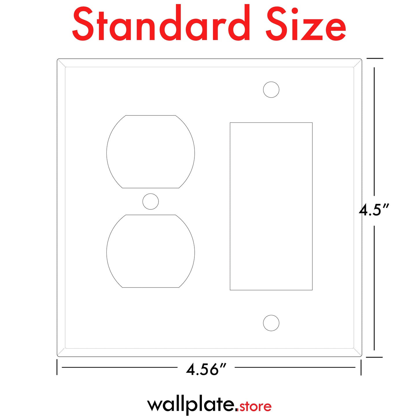2 Gang with 1 duplex and 1 Rocker, standard size, Stainless Steel wallplate
