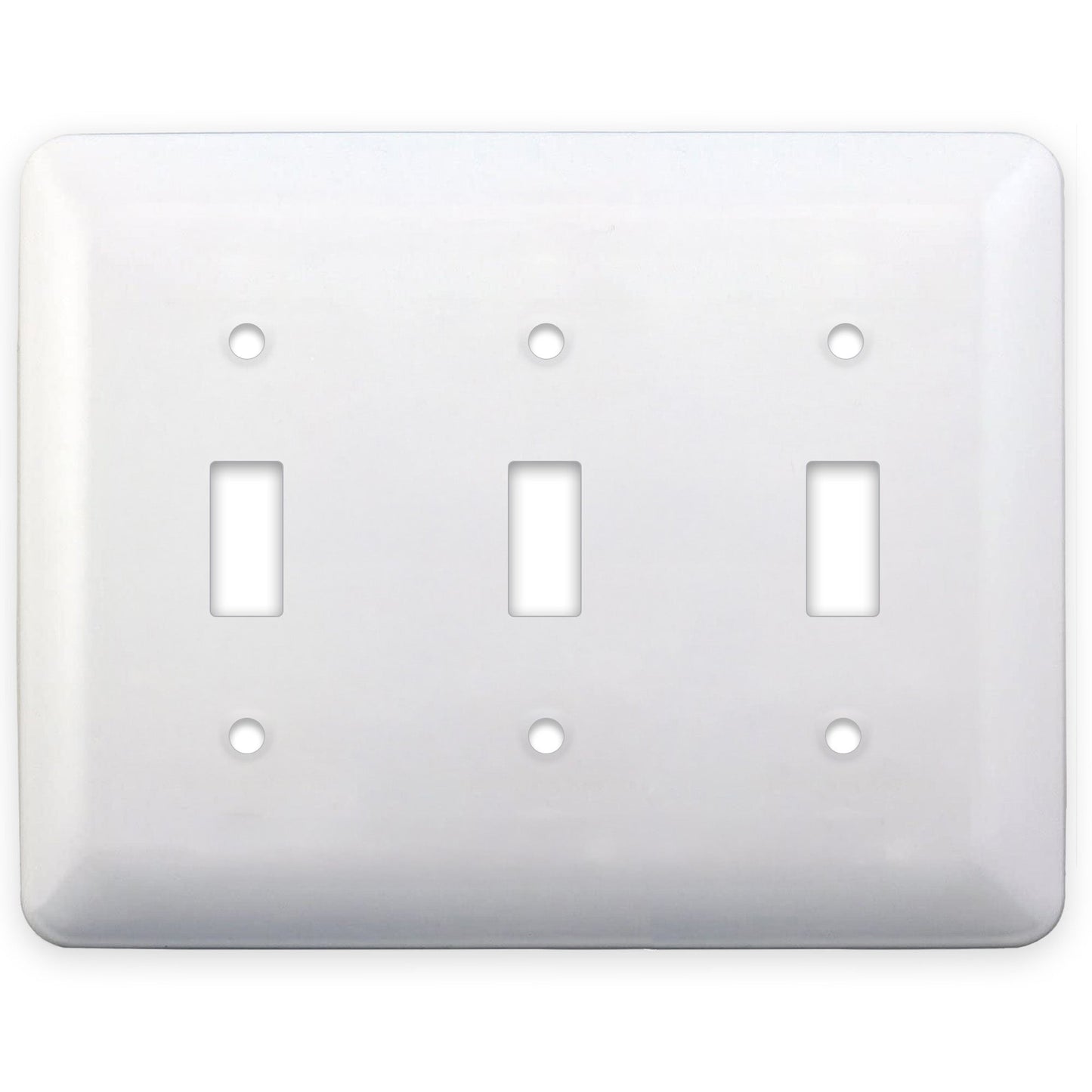 3 Gang Toggle, Princess Size, Painted Metal Wallplate - White