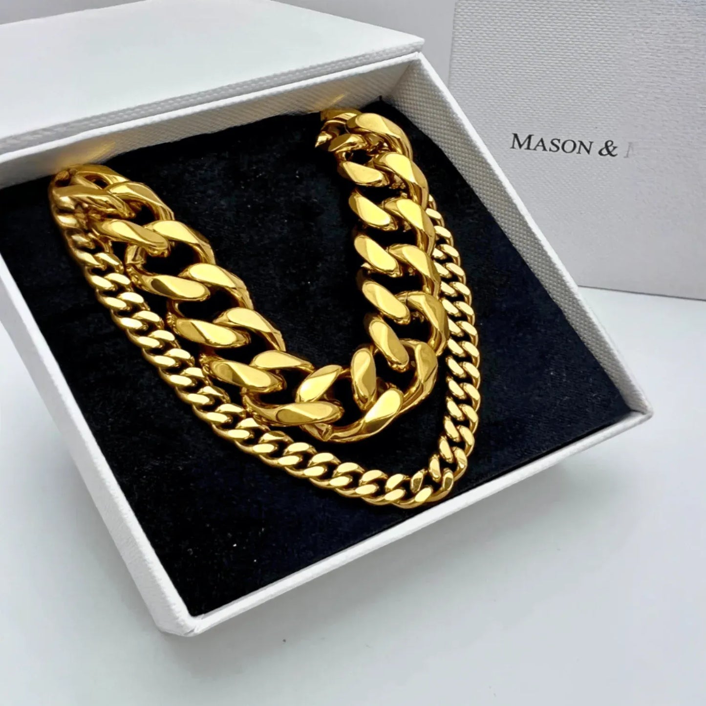 18K Gold Chunky Chain + Cable Chain Necklace Stack Bundle - MASON CHUNKY CHAIN™