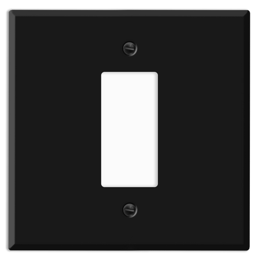 2‑Gang Oversized Decora‑Style Wall Plate – 5.5" x 5.5" With Centered GFCI Opening – Black Metal (Made in USA)