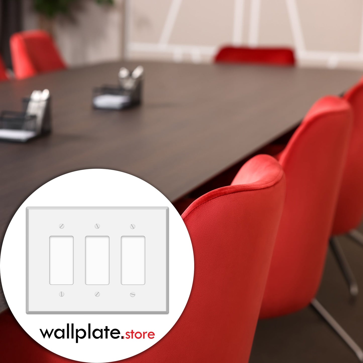 3-Gang Jumbo Oversize Wall Plate Cover – Compatible with Decora® Devices – White Painted Metal – Made in USA