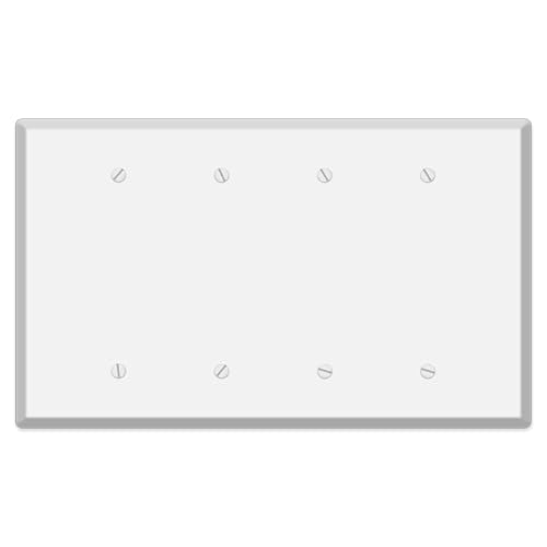 4 Gang Oversized, Blank, White Painted Metal Wallplate - Made in USA