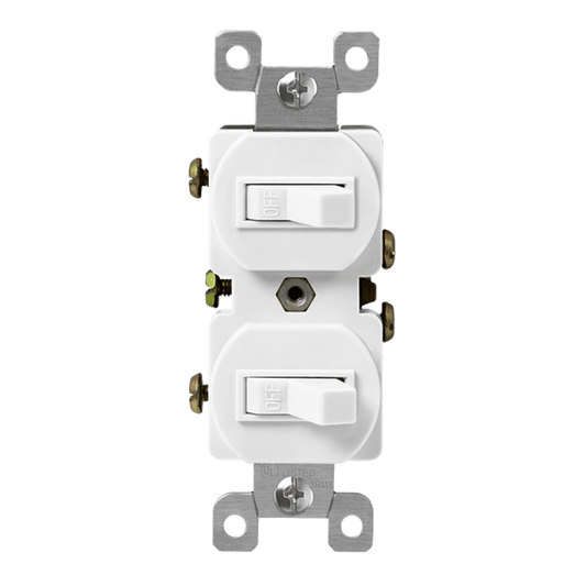 Enerlites 82150-W, Combination 15A Double Toggle Switches, Single Pole, White