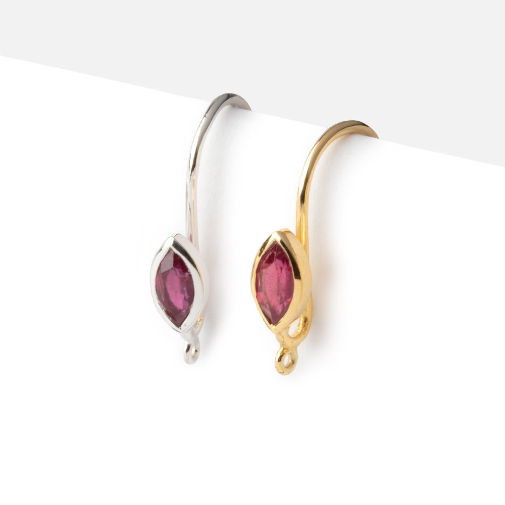 19mm Ruby Marquise Ear Wire Set of 2 pieces