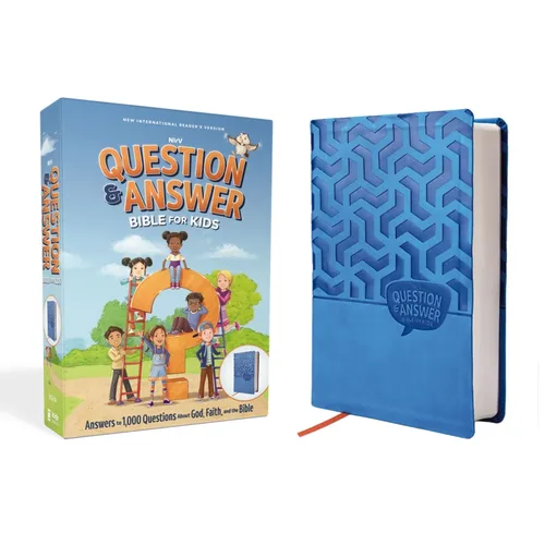 Nirv, Question and Answer Bible for Kids, Leathersoft, Blue, Comfort Print: Answers to 1,000 Questions Kids Ask about God, Faith, and the Bible
