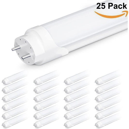 12W 18W 22W 4000K 5000K 6500K T8 LED 4FT Type B Ballast Bypass Tube Light Bulbs, 4 Foot Fluorescent Tube Replacement ETL DLC Listed-25 Pack