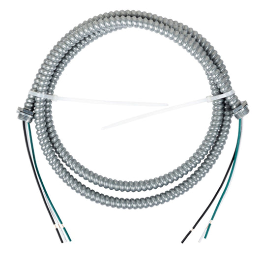 6FT 3PIN 3/8 inch Metal Flexible Conduit Silver 3 Conductor Flex Alum Conduit