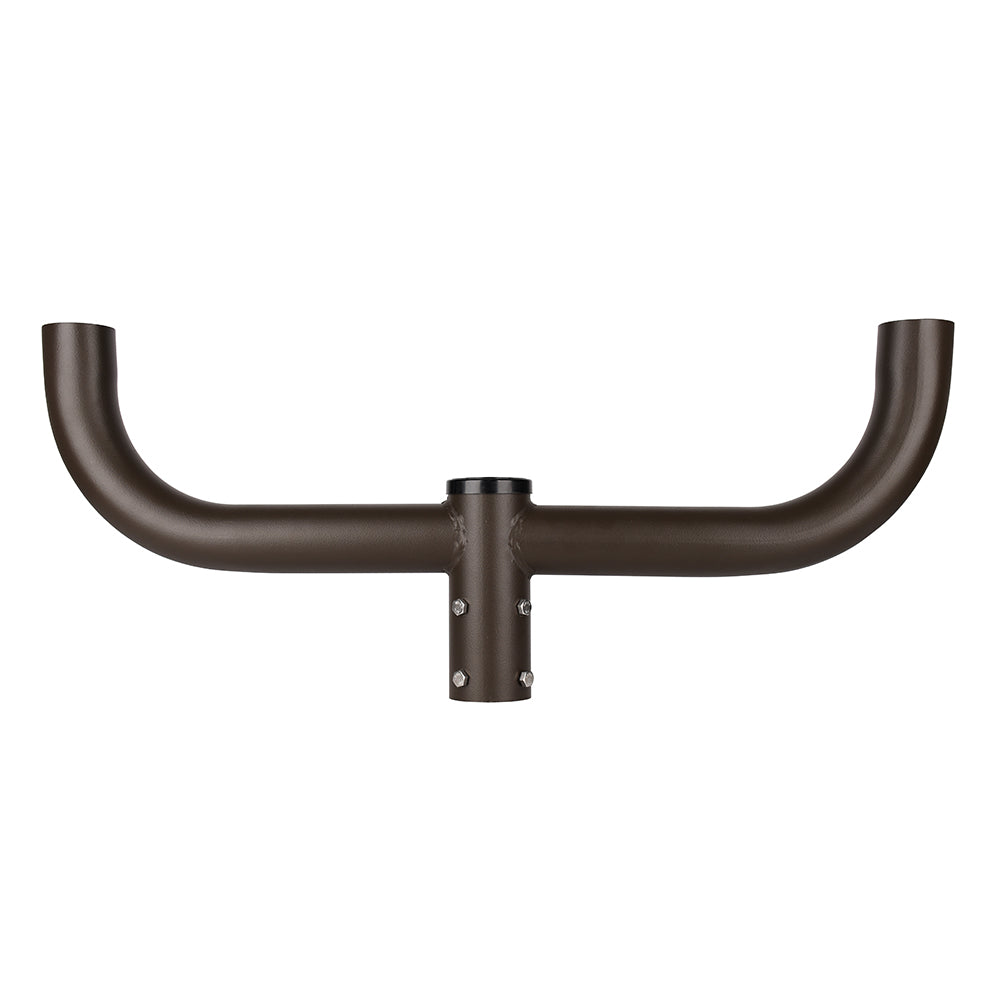 Double Bullhorn Mounting Bracket for 2 Lighting Fixtures with 2-3/8" Slip Fitter,2 Arms at 180 Degree,Bullhead Tenon Adapter,Heavy Duty Steel,Dark Bronze