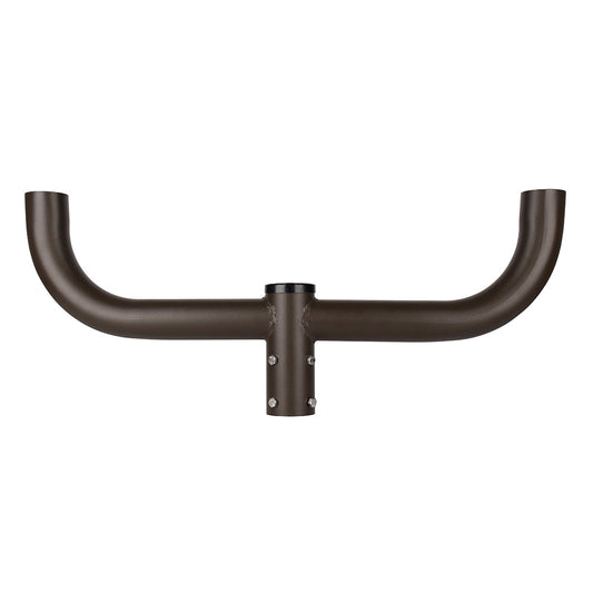 Double Bullhorn Mounting Bracket for 2 Lighting Fixtures with 2-3/8" Slip Fitter,2 Arms at 180 Degree,Bullhead Tenon Adapter,Heavy Duty Steel,Dark Bronze