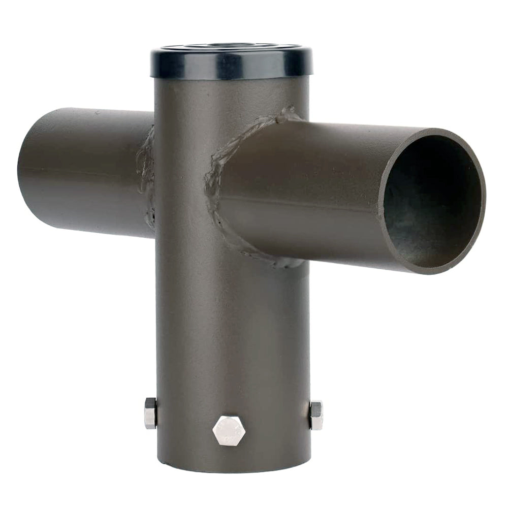 Double Spoke Arm Bracket at 180 Degree with 2 Light Horizontal Tenon Adaptor Round for 2-3/8" Street Light & Area Light, Heavy Duty Pole Mount Bracket