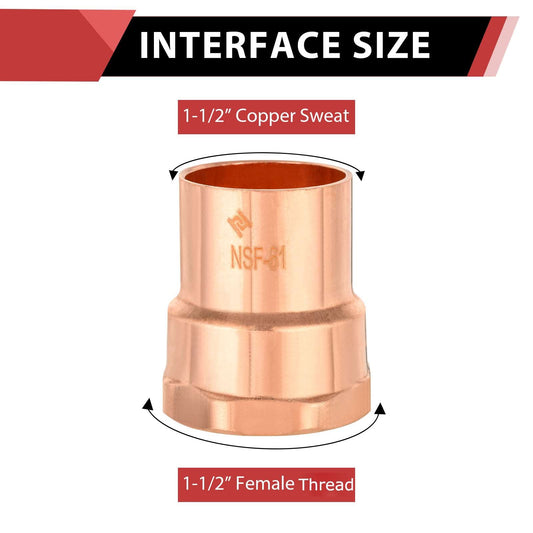 1-1/2" C X FNPT Copper Female Adapter