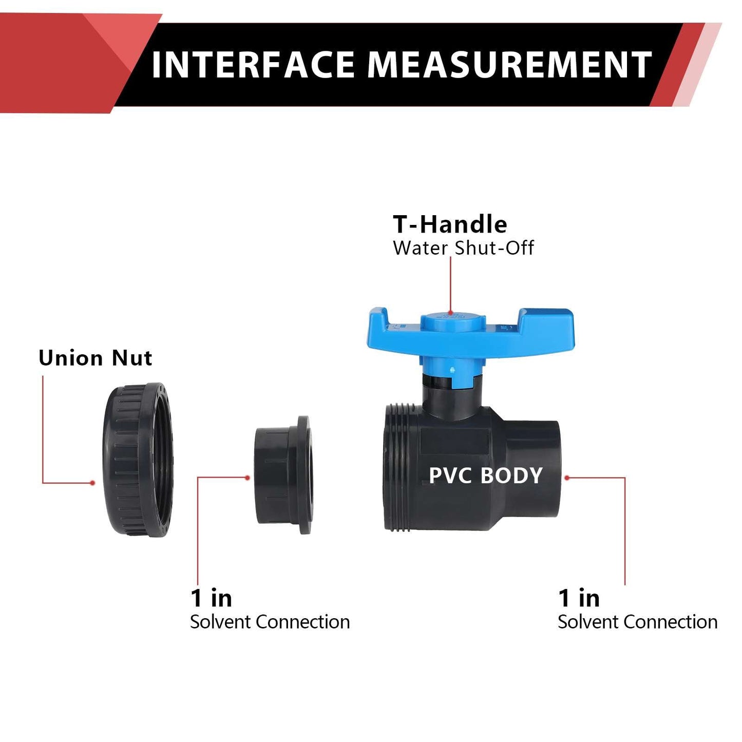 1" PVC Single Union Ball Valve SCH 40/80, Threaded