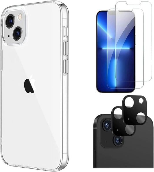 Hybrid-Flex Clear Hard Shell Case with Tempered Glass Screen and Camera Protector - iPhone 14