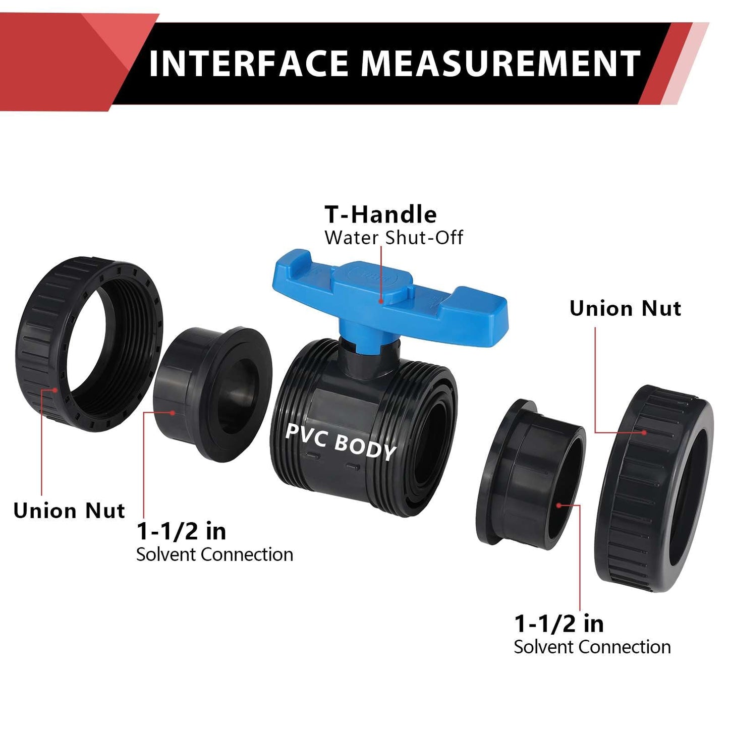 1-1/2" PVC True Union Ball Valve SCH 40/80