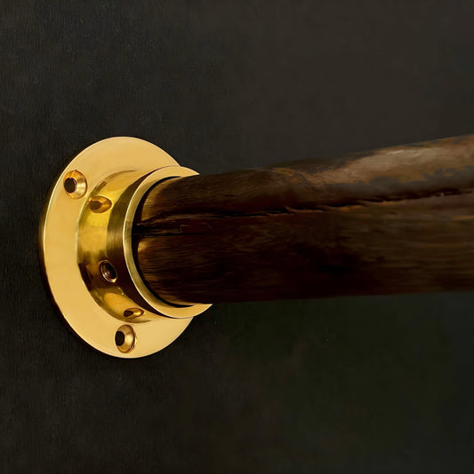 Closet Rod Bracket Set for 1-1/4"- Unlacquered Polished Brass