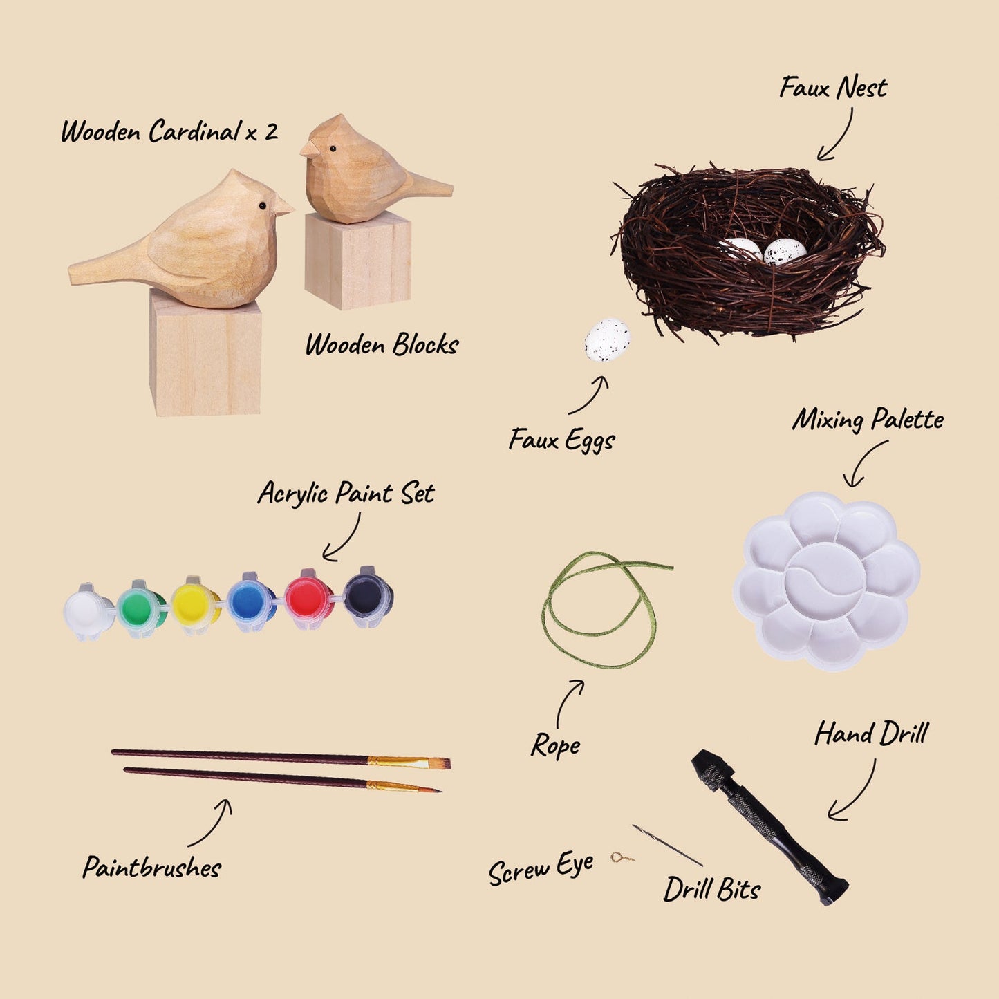 Hand-Carved Cardinal Bird DIY Painting Kit – Nature-Inspired Decor & Gifts